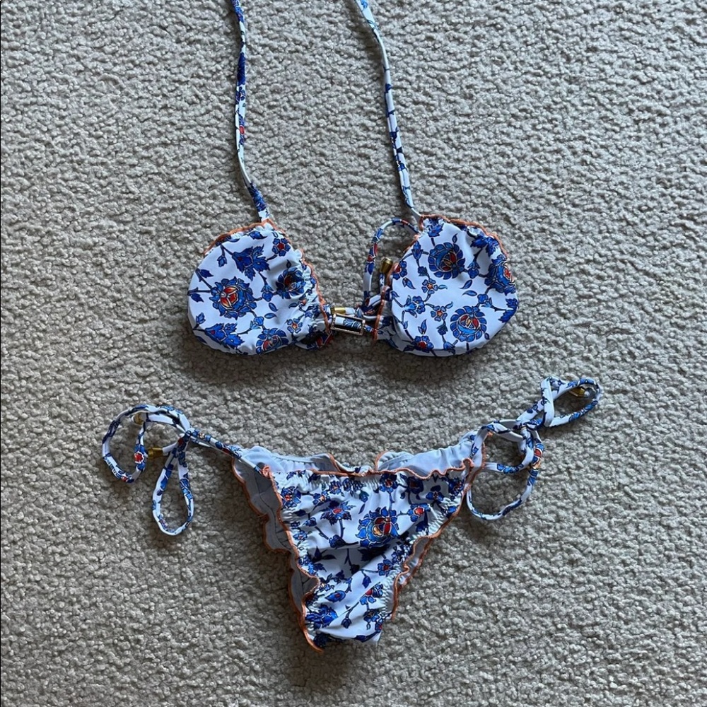 Blue Aztec shein bikini